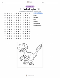 Velociraptor yazdırılabilir çalışma sayfası önizlemesi
