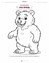 Page de coloriage Ours Grizzly pour les enfants