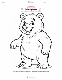 Grizzlybeer kleurplaat voor kinderen
