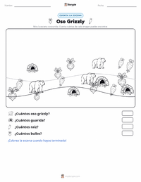 Vista previa de la hoja de trabajo imprimible de Oso Grizzly