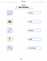 Feuille de travail imprimable Ours Grizzly pour les enfants