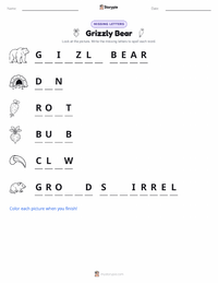 Grizzly Bear printable worksheet preview