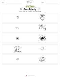 Aperçu de la feuille de travail imprimable Ours Grizzly