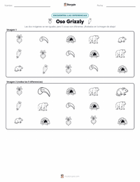 Vista previa de la hoja de trabajo imprimible de Oso Grizzly