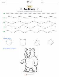 Vista previa de la hoja de trabajo imprimible de Oso Grizzly