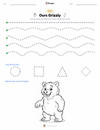 Aperçu de la feuille de travail imprimable Ours Grizzly