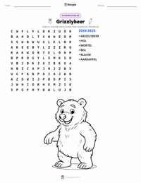 Grizzlybeer afdrukbare werkblad voorbeeld