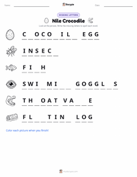 Nile Crocodile printable worksheet preview