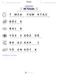 Nil Timsahı yazdırılabilir çalışma sayfası önizlemesi
