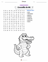 Aperçu de la feuille de travail imprimable Crocodile du Nil