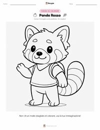 Pagina da colorare di Panda Rosso per bambini