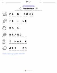 Aperçu de la feuille de travail imprimable Panda Roux