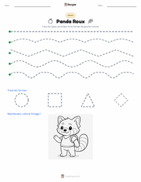 Aperçu de la feuille de travail imprimable Panda Roux