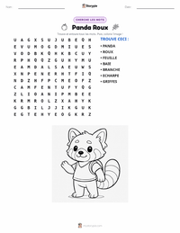 Aperçu de la feuille de travail imprimable Panda Roux