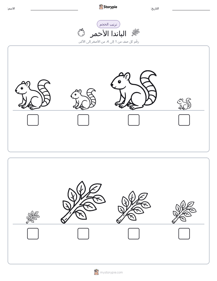 ترتيب الحجم