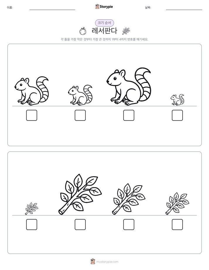 크기 순서