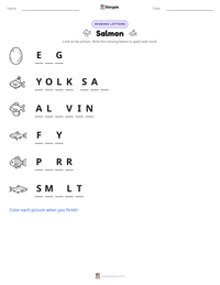 Salmon printable worksheet preview
