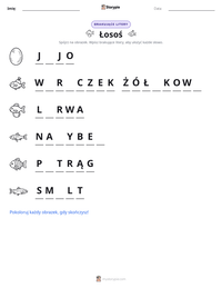Podgląd drukowalnego arkusza ćwiczeń Łosoś