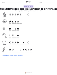 Vista previa de la hoja de trabajo imprimible de Unión Internacional para la Conservación de la Naturaleza