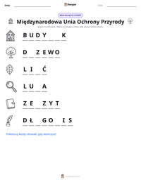 Podgląd drukowalnego arkusza ćwiczeń Międzynarodowa Unia Ochrony Przyrody