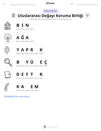 Uluslararası Doğayı Koruma Birliği yazdırılabilir çalışma sayfası önizlemesi