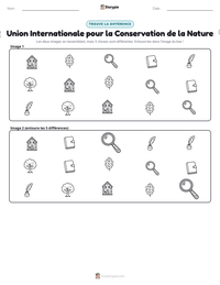 Aperçu de la feuille de travail imprimable Union Internationale pour la Conservation de la Nature