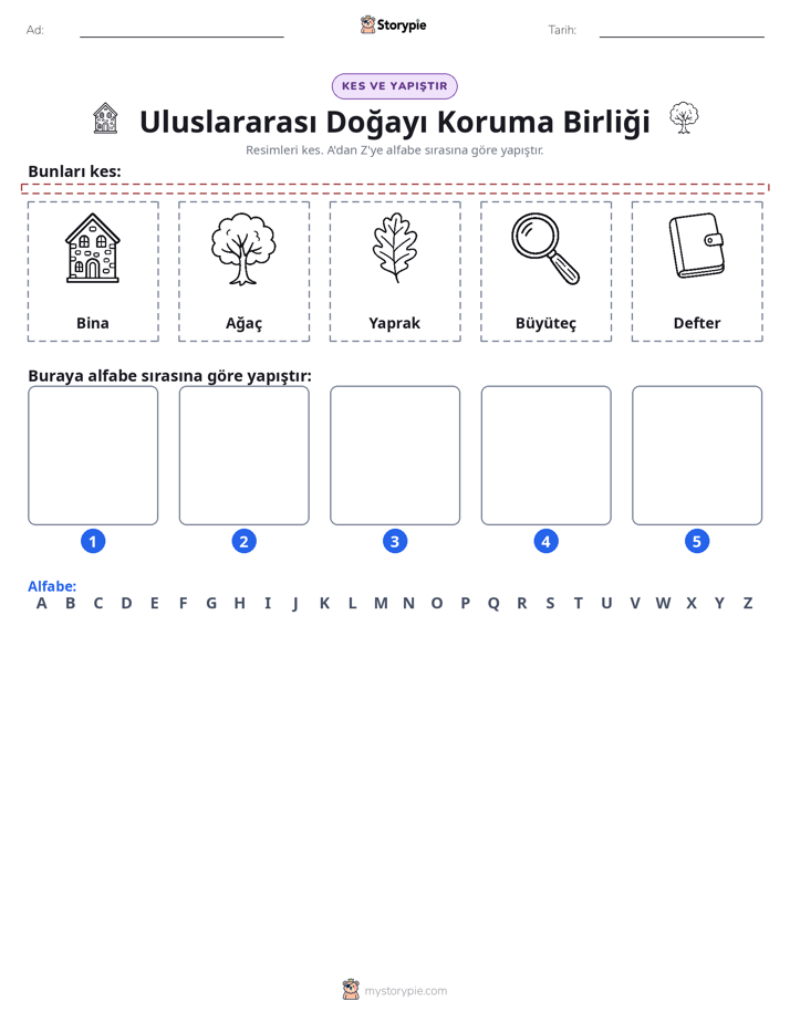 Kes & Yapıştır Alfabe