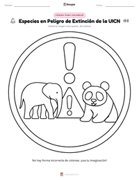 Página para colorear de Especies en Peligro de Extinción de la UICN para niños