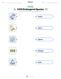 IUCN Endangered Species printable worksheet preview