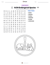IUCN Endangered Species printable worksheet preview