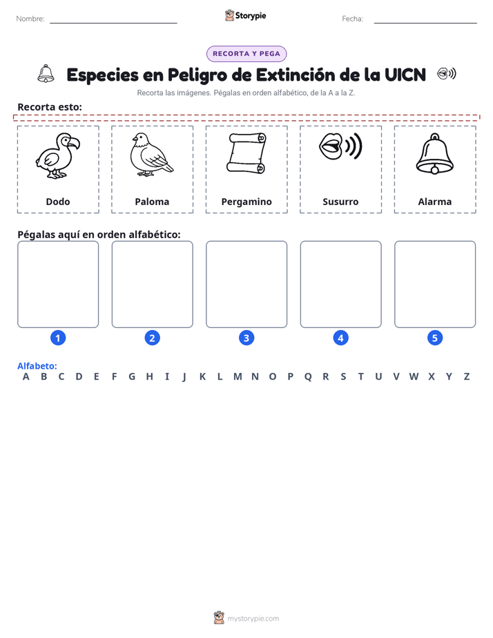 Cortar y Pegar el Alfabeto