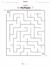 Vista previa de la hoja de trabajo imprimible de Pez Payaso Ocellaris