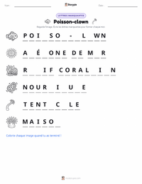 Aperçu de la feuille de travail imprimable Poisson-clown ocellé