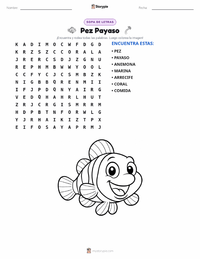 Vista previa de la hoja de trabajo imprimible de Pez Payaso Ocellaris