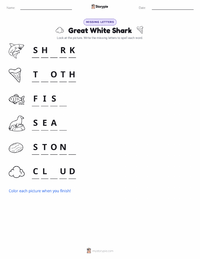 Great White Shark printable worksheet preview