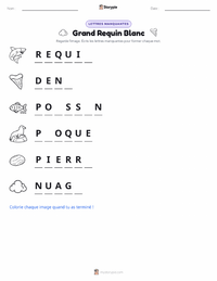 Aperçu de la feuille de travail imprimable Grand requin blanc