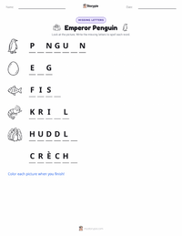 Emperor Penguin printable worksheet preview