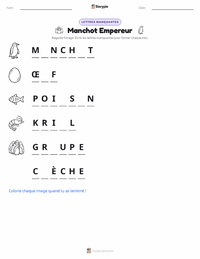 Aperçu de la feuille de travail imprimable Manchot empereur