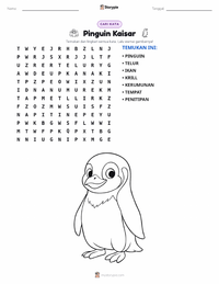 Prabaca lembar kerja cetak Pinguin Kaisar