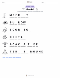 Meerkat printable worksheet preview