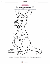 Trang tô màu Kangaroo Đỏ cho trẻ em