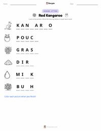 Red Kangaroo printable worksheet preview
