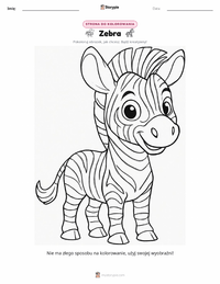 Strona do kolorowania Zebra stepowa dla dzieci