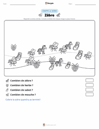 Aperçu de la feuille de travail imprimable Zèbre des plaines
