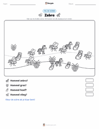 Steppezebra afdrukbare werkblad voorbeeld