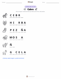 Vista previa de la hoja de trabajo imprimible de Cebra de la llanura