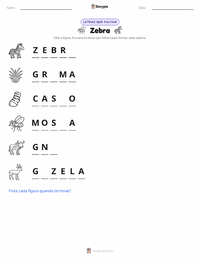 Prévia da folha de atividades imprimível Zebra-da-planície