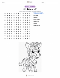 Anteprima della scheda stampabile di Zebra di pianura