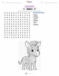 Prévia da folha de atividades imprimível Zebra-da-planície