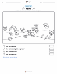 Koala yazdırılabilir çalışma sayfası önizlemesi